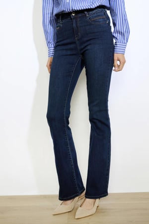 flared jeans dark blue denim