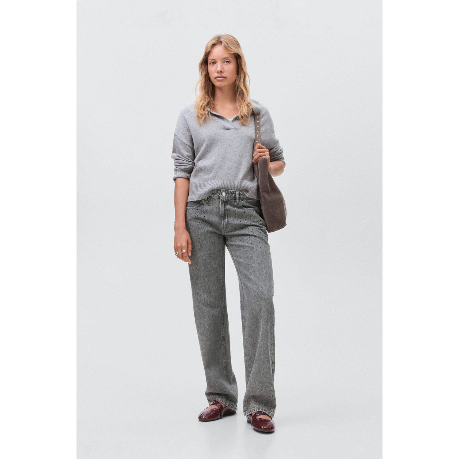 MANGO TEEN straight leg jeans grey denim