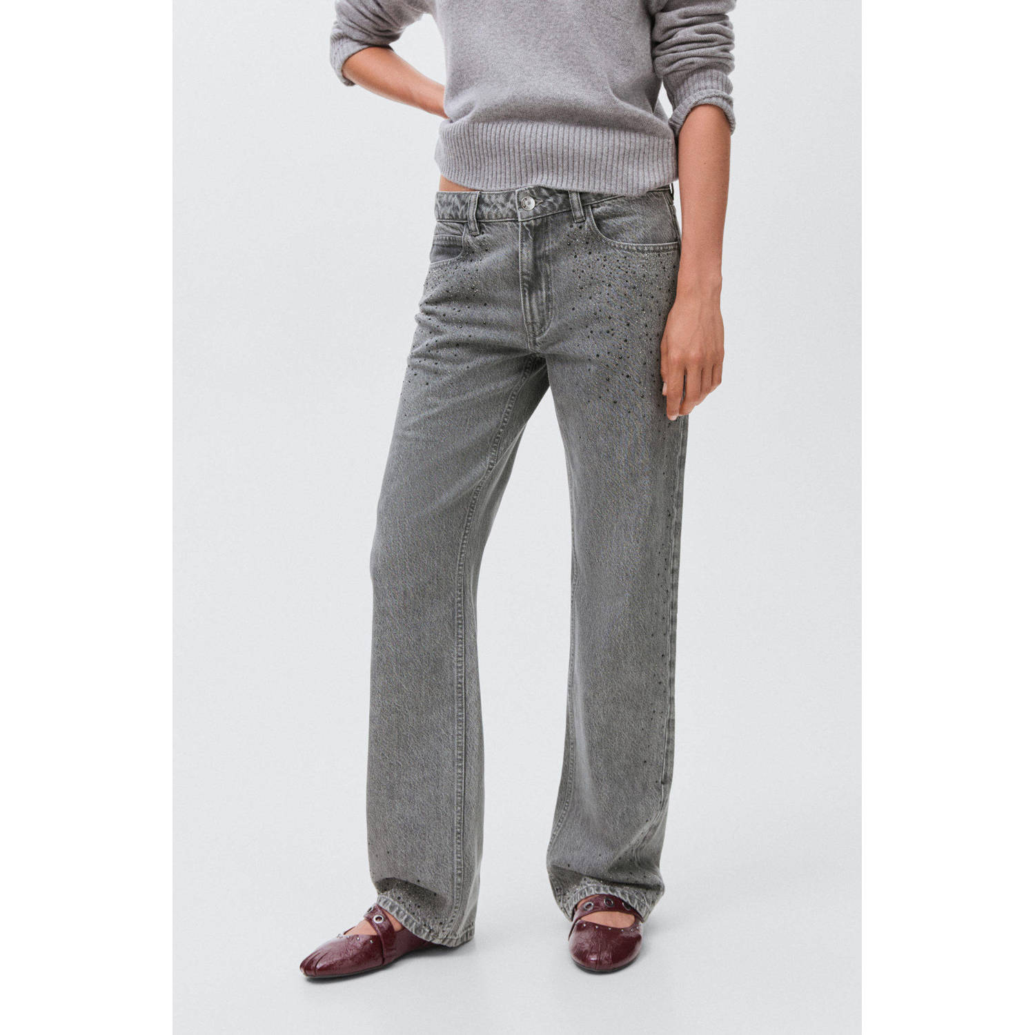 MANGO TEEN straight leg jeans grey denim