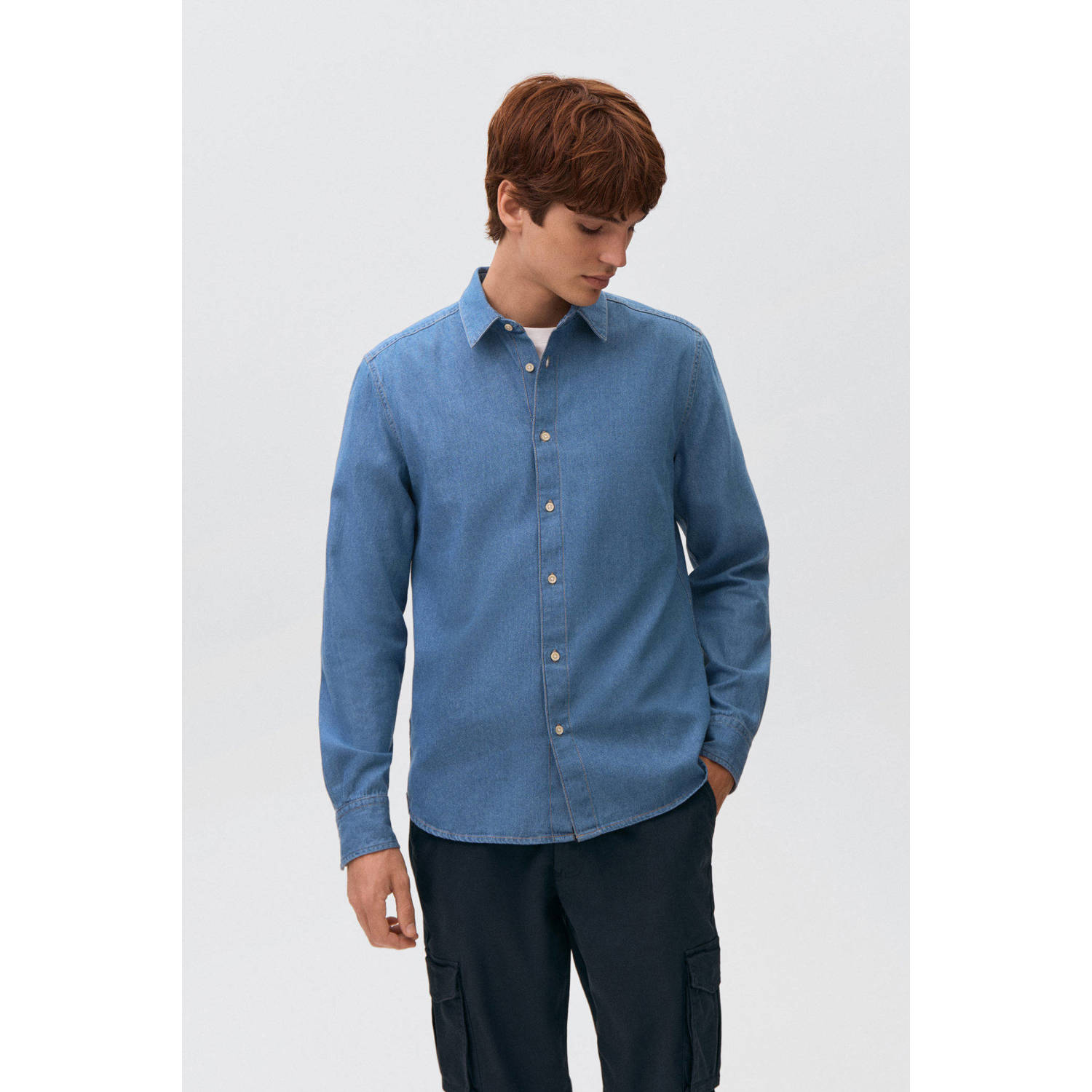 MANGO TEEN overhemd medium blue denim