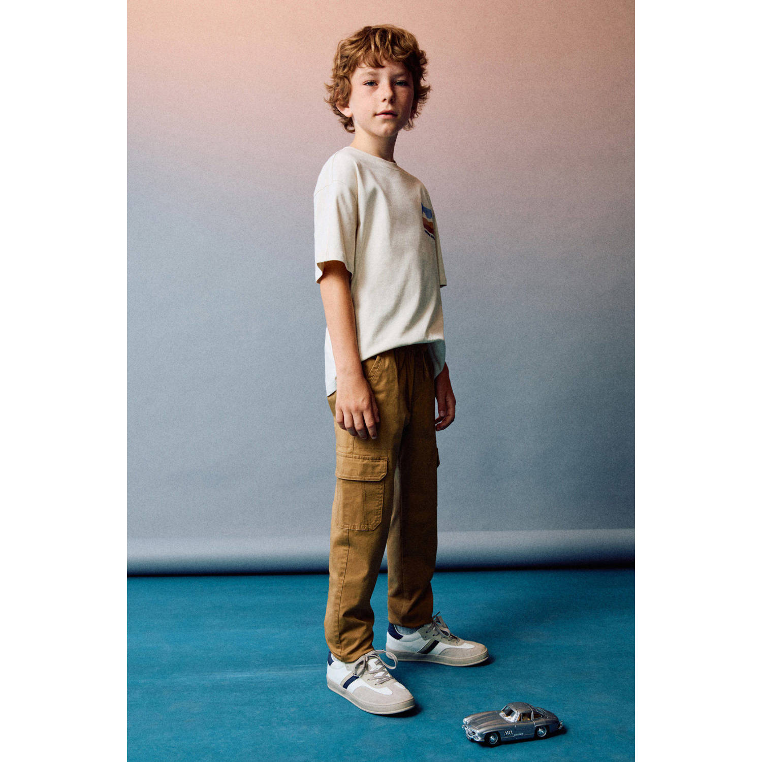 Mango Kids tapered cargo broek bruin
