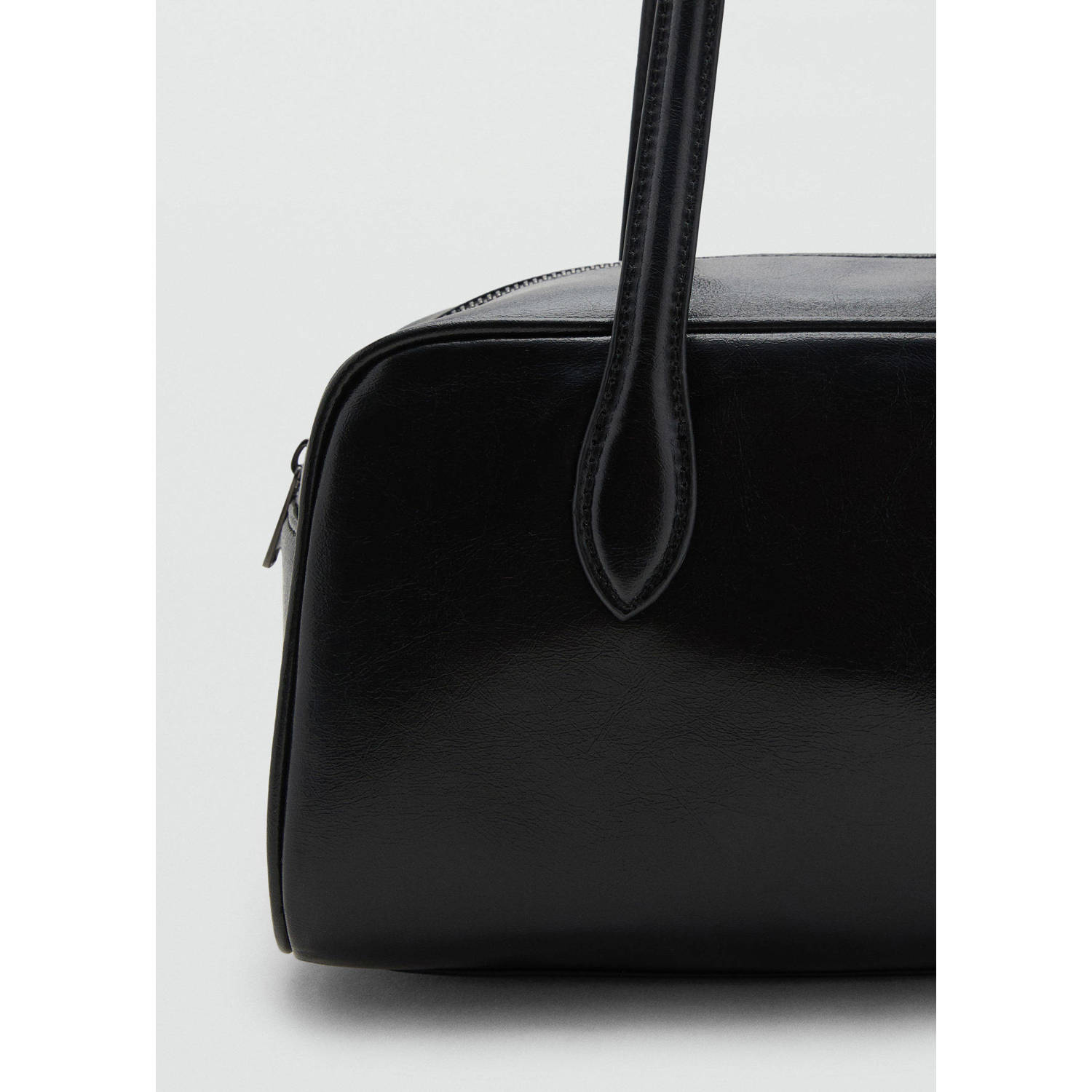 MANGO TEEN imitatieleren bowlingtas zwart