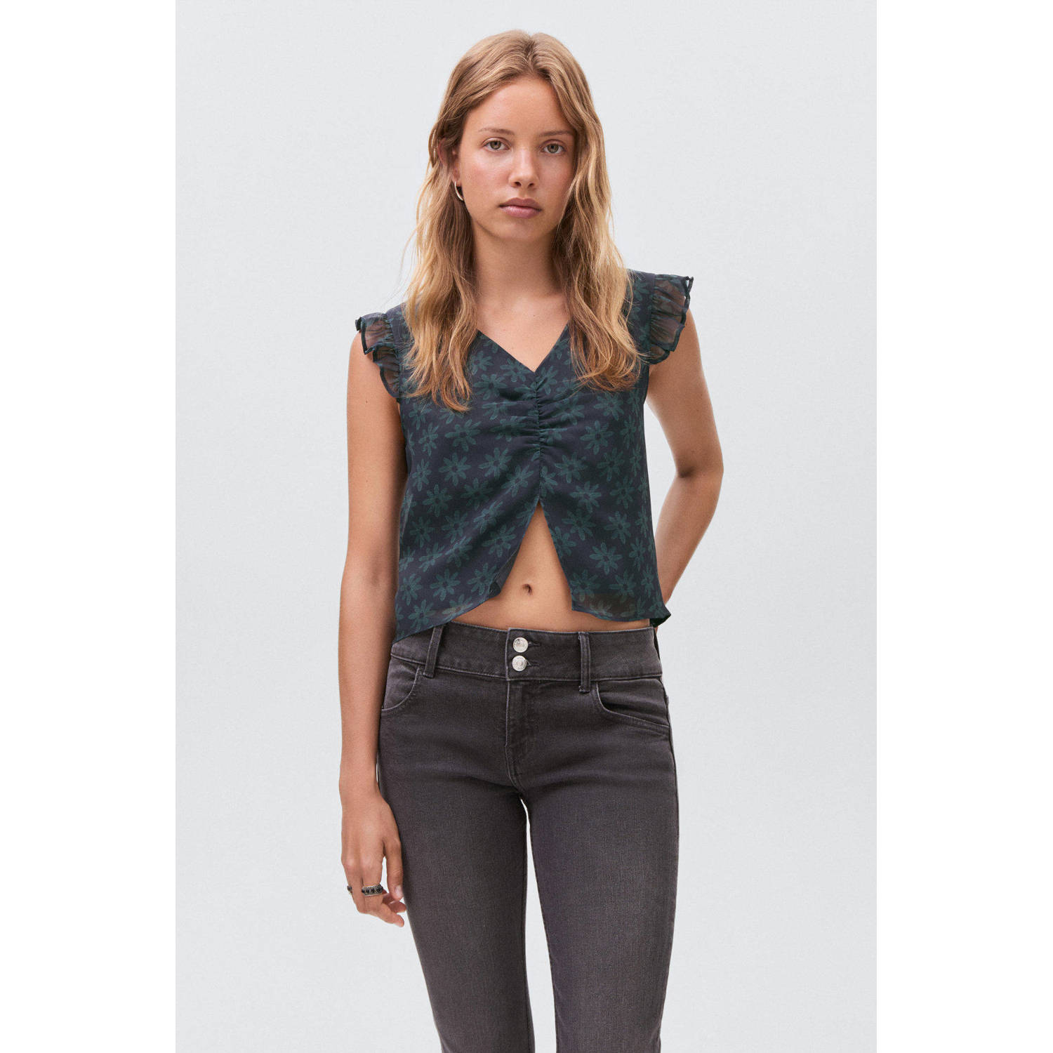 MANGO TEEN cropped top antraciet