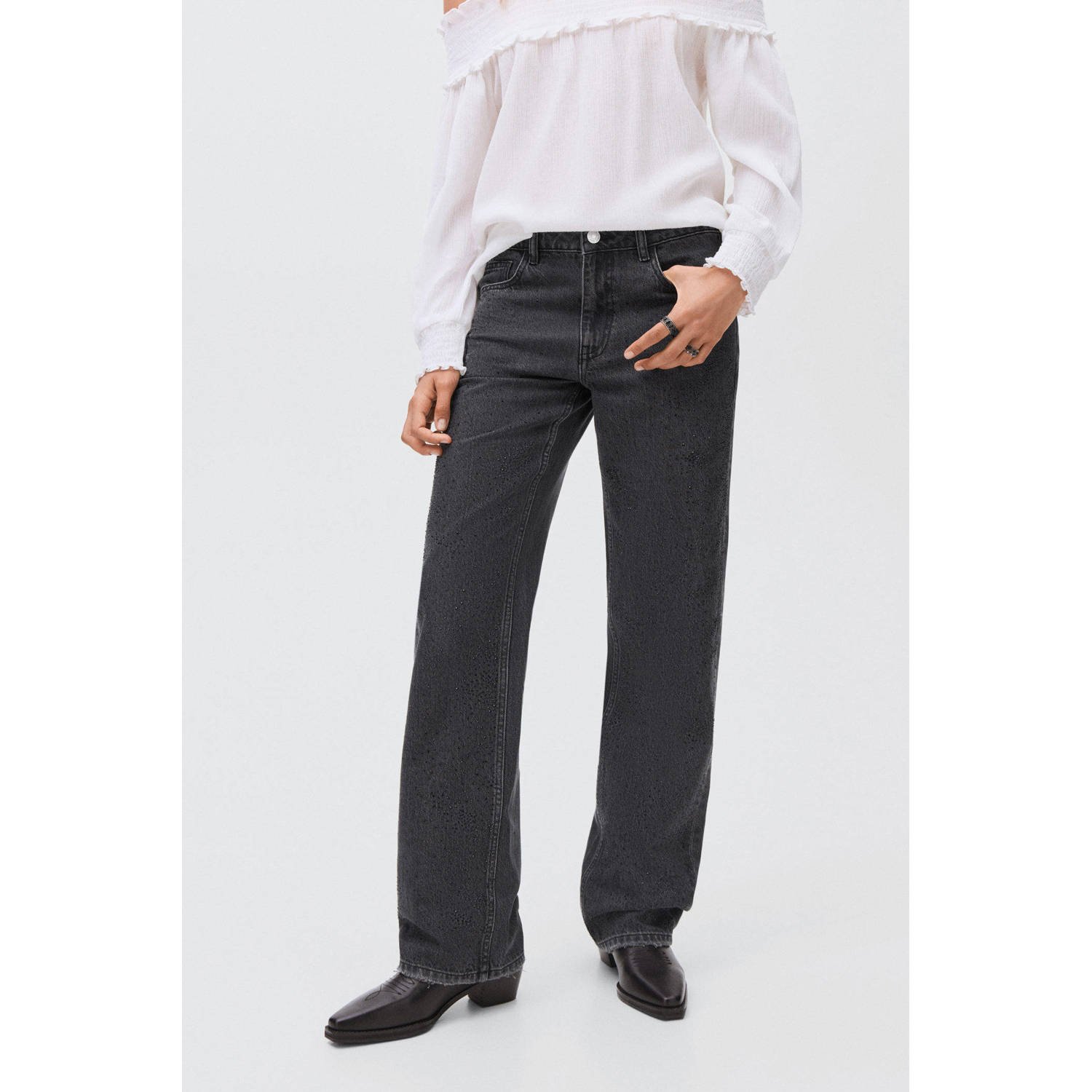 MANGO TEEN straight leg jeans grey denim
