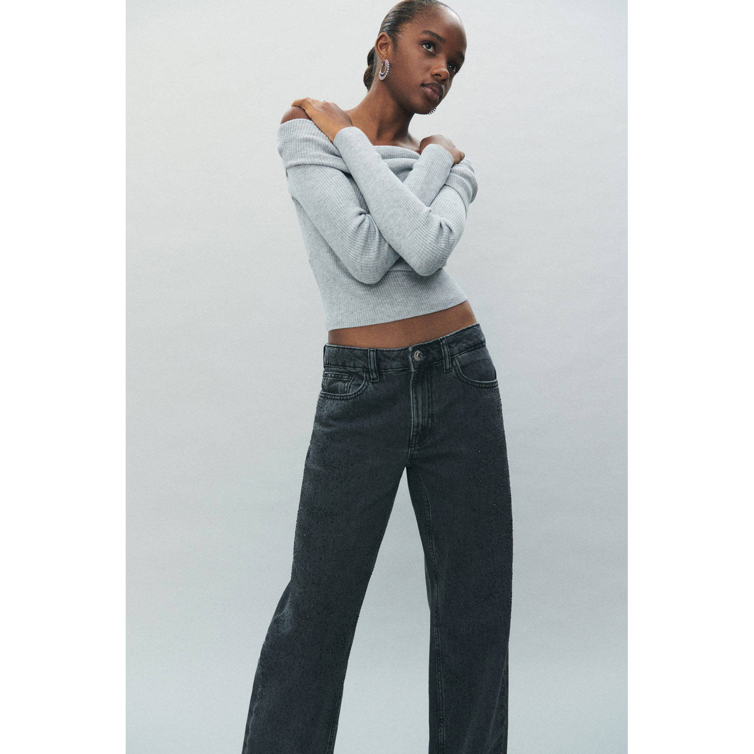 MANGO TEEN straight leg jeans grey denim