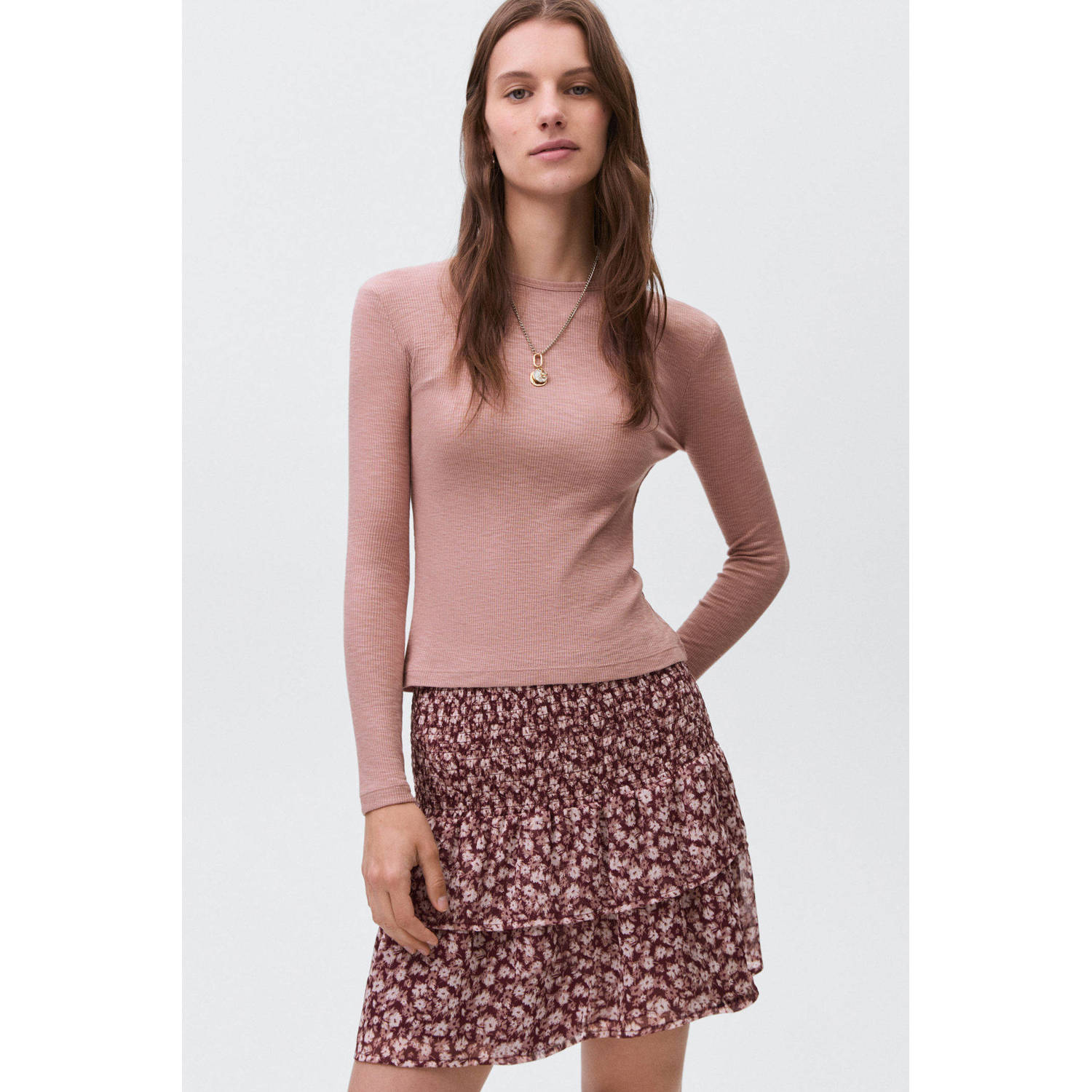 MANGO TEEN strokenrok donkerrood