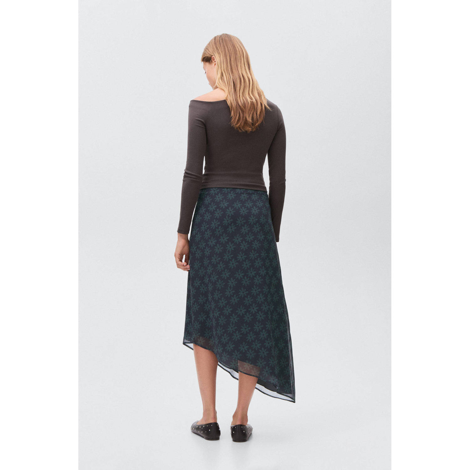 MANGO TEEN midi rok antraciet