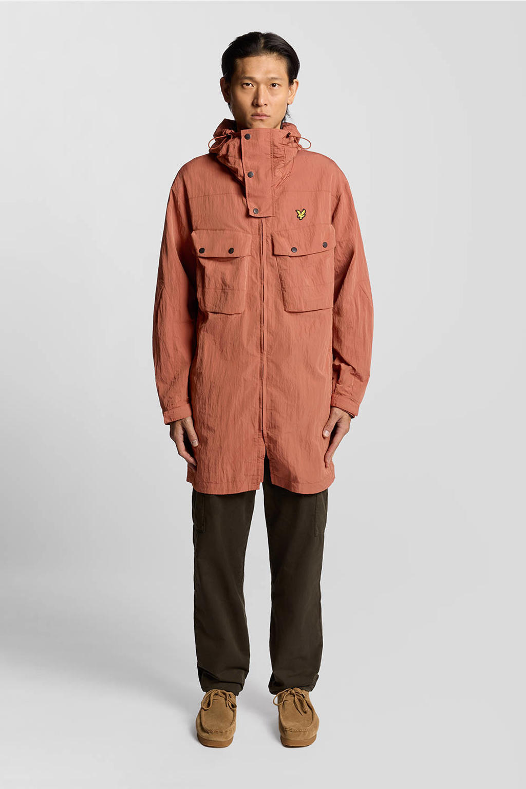 Brique heren Lyle & Scott parka van polyamide met effen, lange mouwen, capuchon en ritssluiting