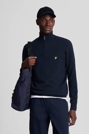 trui met wol fijn gebreid donkerblauw