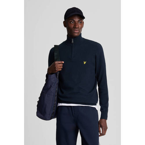 Lyle & Scott trui met wol fijn gebreid donkerblauw afbeelding
