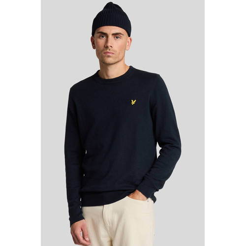 Lyle & Scott pullover met wol fijn gebreid donkerblauw afbeelding