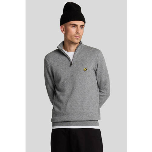 Lyle & Scott trui met wol fijn gebreid grijs afbeelding
