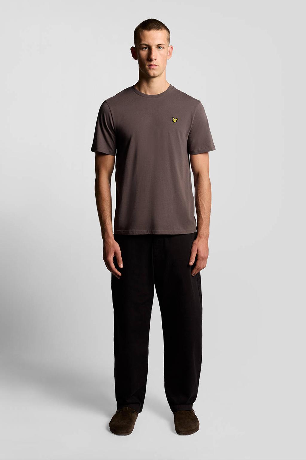 Bruine heren Lyle & Scott regular T-shirt van katoen met effen, korte mouwen en ronde hals