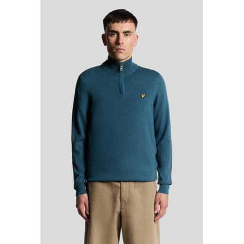 Lyle & Scott trui met wol fijn gebreid petrol afbeelding