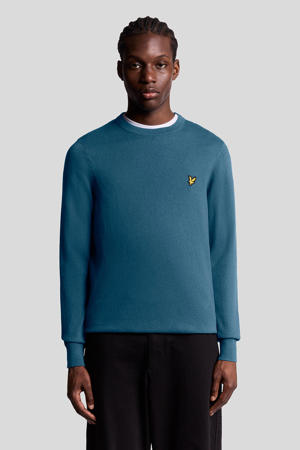 pullover met wol fijn gebreid petrol
