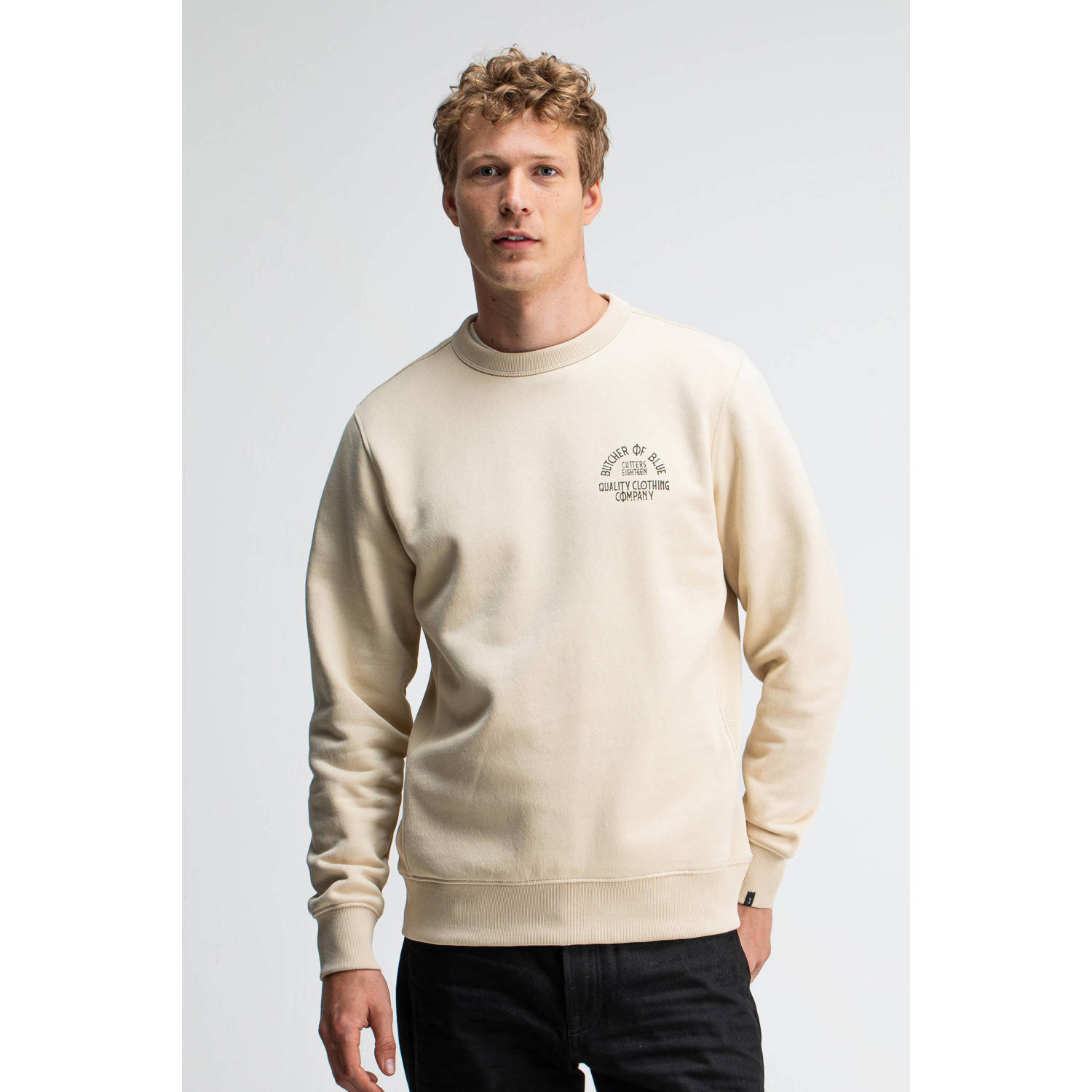 BUTCHER OF BLUE Heren Truien & Vesten Army Frat Crew Beige