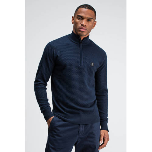 Butcher of Blue gebreide trui met wol met textuur donkerblauw afbeelding