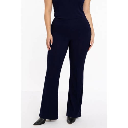 YOEK travelstof high waist flared broek blauw afbeelding