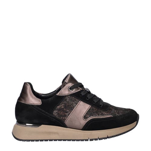 Gabor Comfort Optifit suède sneakers zwart/brons afbeelding