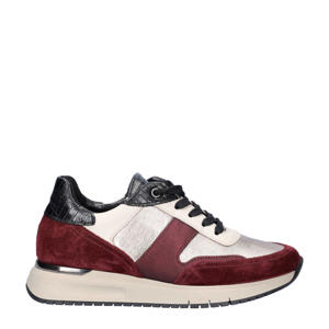 Comfort Optifit leren sneakers bordeaux/zilver