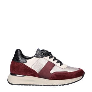 Comfort Optifit leren sneakers bordeaux/zilver