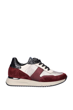 Comfort Optifit leren sneakers bordeaux/zilver