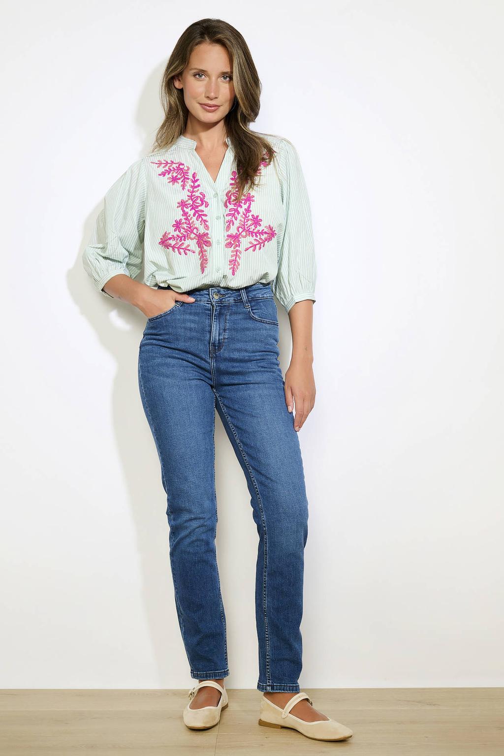 Medium blue denim dames LOLALIZA skinny jeans van denim met regular waist, rits- en knoopsluiting en effen