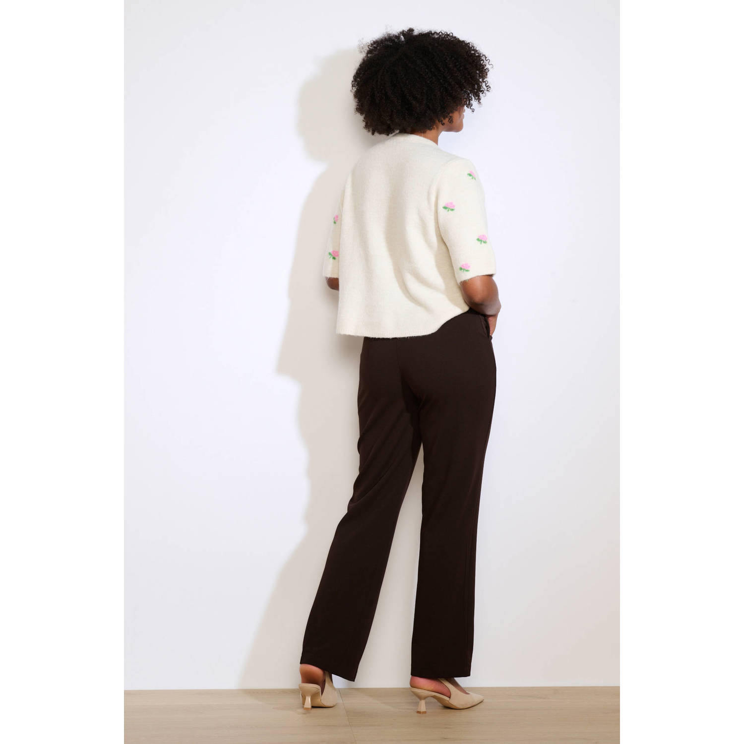 LOLALIZA flared regular waist broek bruin