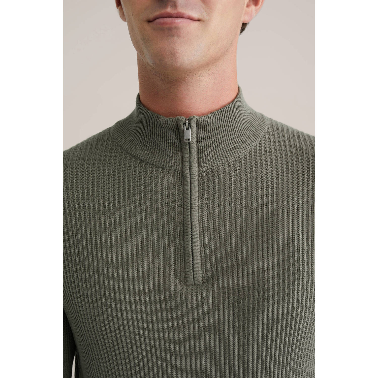 WE Fashion trui gebreid olijfgroen
