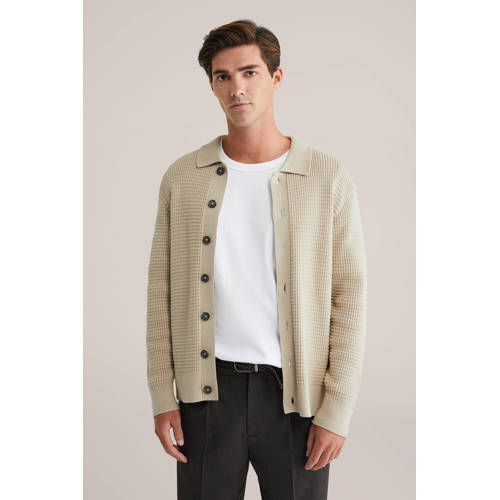 WE Fashion vest grof gebreid beige afbeelding