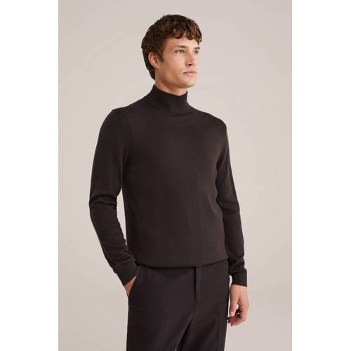 WE Fashion coltrui met wol donkerbruin afbeelding