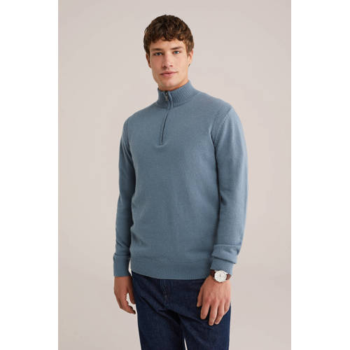 WE Fashion gebreide trui met wol blauw afbeelding