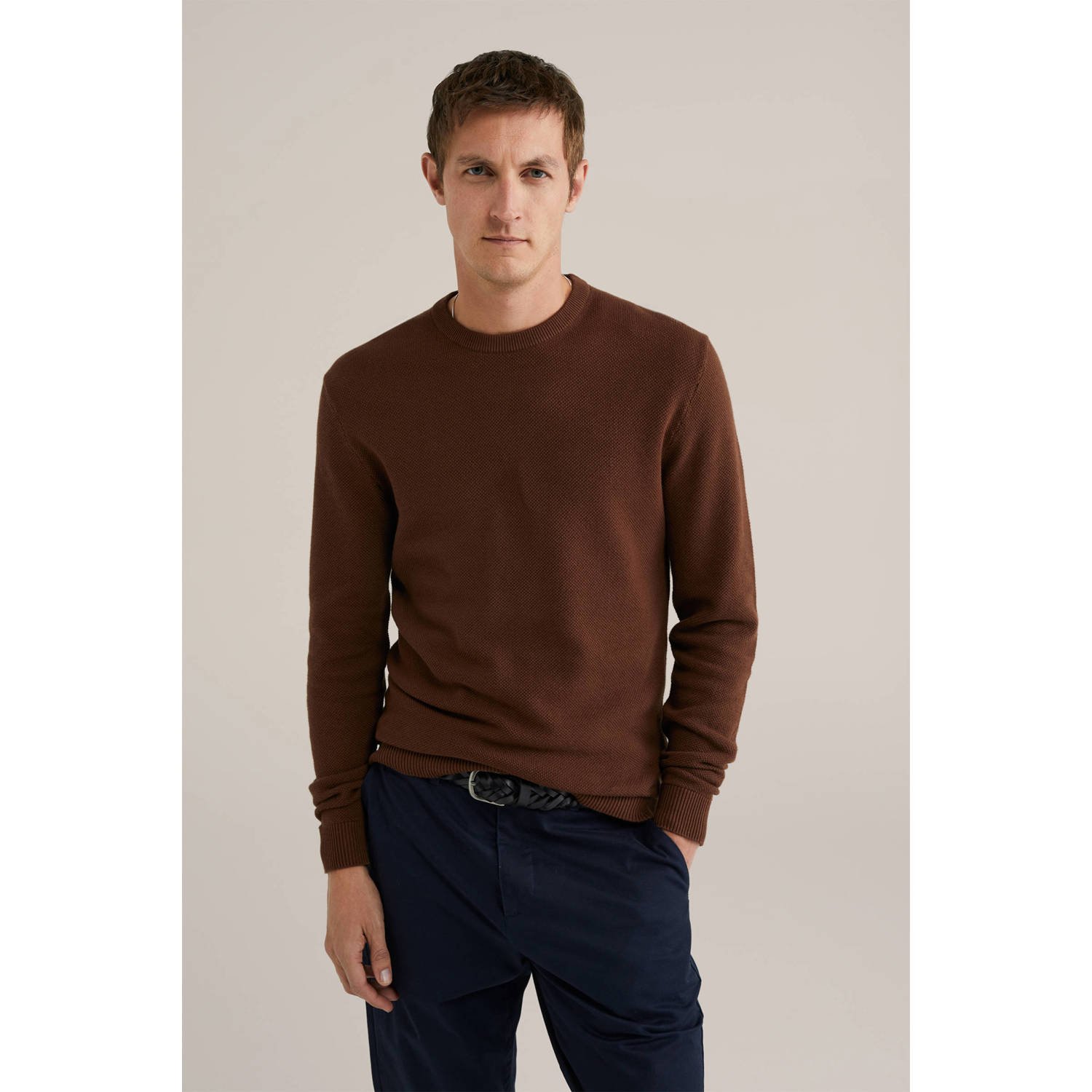 WE Fashion gebreide trui bruin