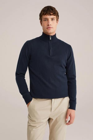 gebreide trui met wol donkerblauw