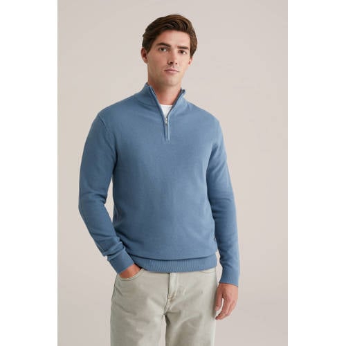 WE Fashion trui fijn gebreid blauw afbeelding
