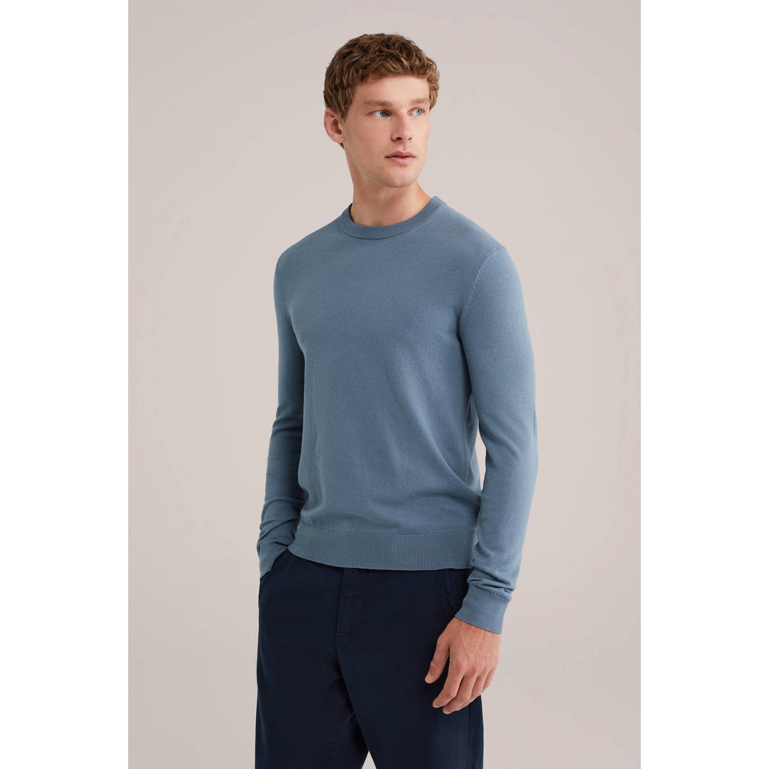 WE Fashion trui fijn gebreid lichtblauw