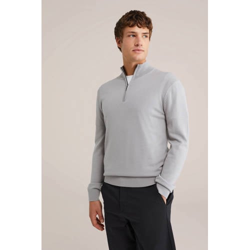 WE Fashion gebreide trui met wol grijs afbeelding