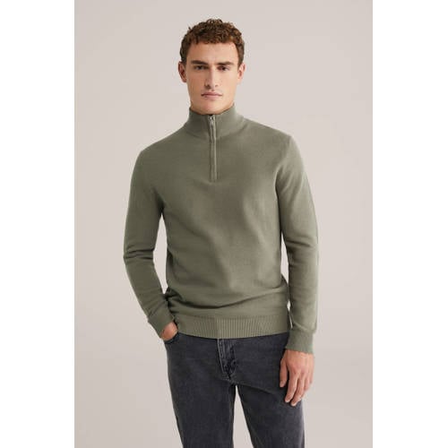WE Fashion trui fijn gebreid olijfgroen afbeelding
