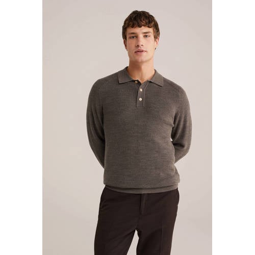 WE Fashion trui met wol fijn gebreid donkerbruin afbeelding