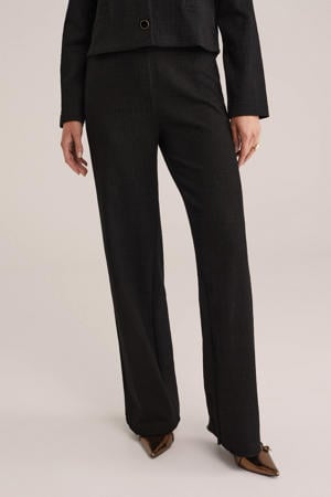 straight regular waist broek zwart
