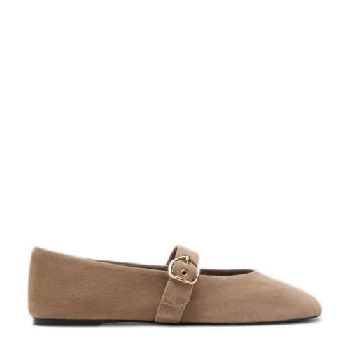 Mango suède ballerina's lichtbruin afbeelding