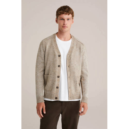 WE Fashion vest met wol gebreid lichtbruin afbeelding