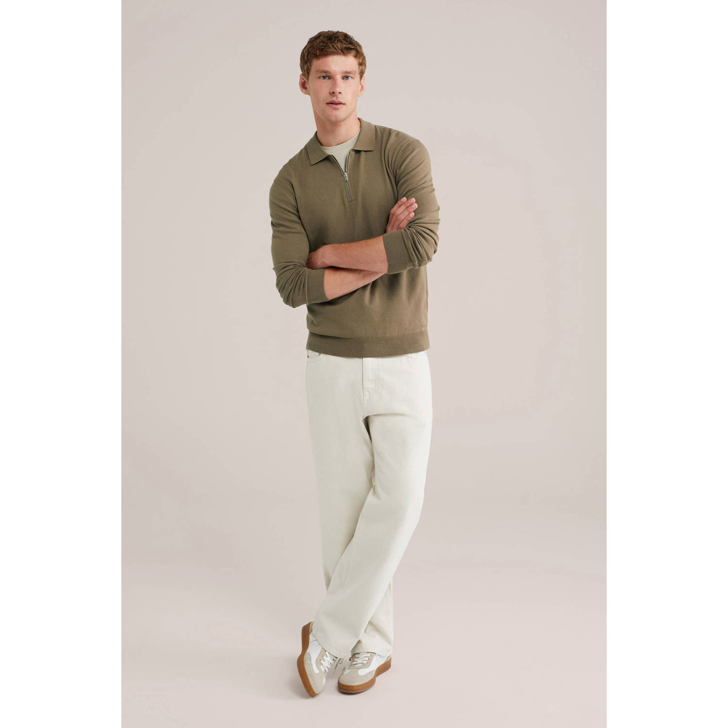 WE Fashion trui fijn gebreid lichtbruin