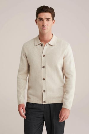 vest met wol fijn gebreid beige