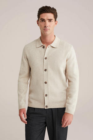 vest met wol fijn gebreid beige
