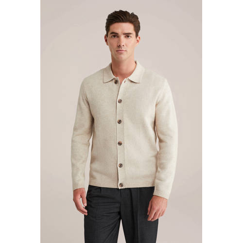 WE Fashion vest met wol fijn gebreid beige afbeelding