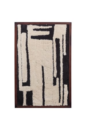 Anka Wanddeco - Katoen/Hout - Zwart/Wit (90x60x10 cm)