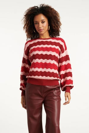 gestreepte gebreide trui rood