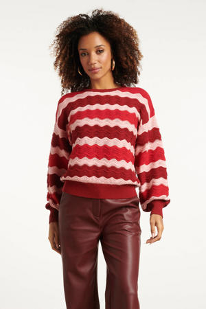 gestreepte gebreide trui rood