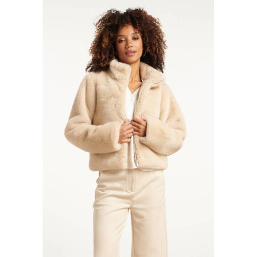 Smashed Lemon faux fur jas zand afbeelding